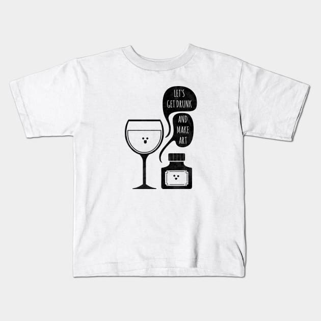 Drink And Draw Kids T-Shirt by HandsOffMyDinosaur